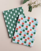 Festive Tile Organic Linen Tea Towel