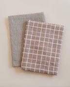 Mocha Grid Organic Linen Tea Towel