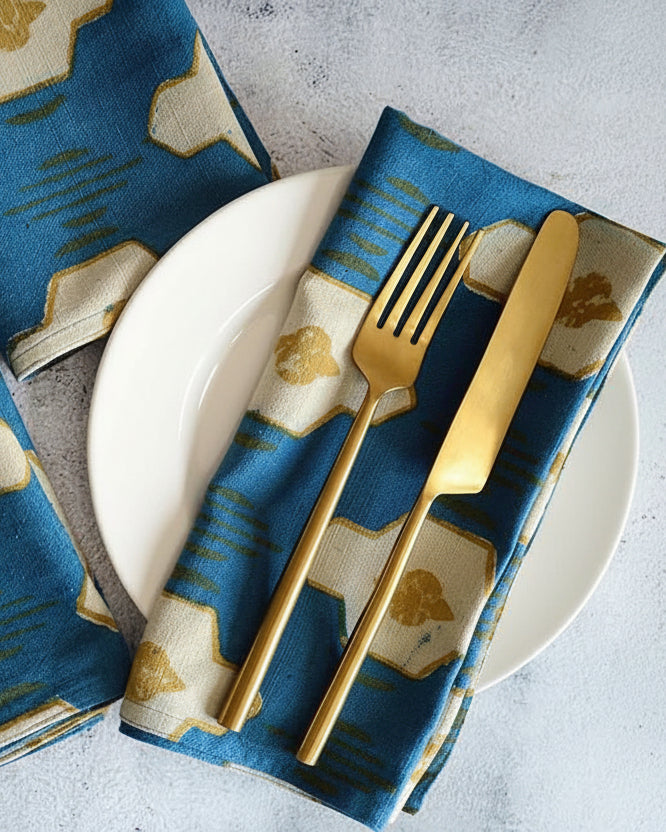 Organic Cotton Dinner Napkin - Set of 4 in Hopi Blue