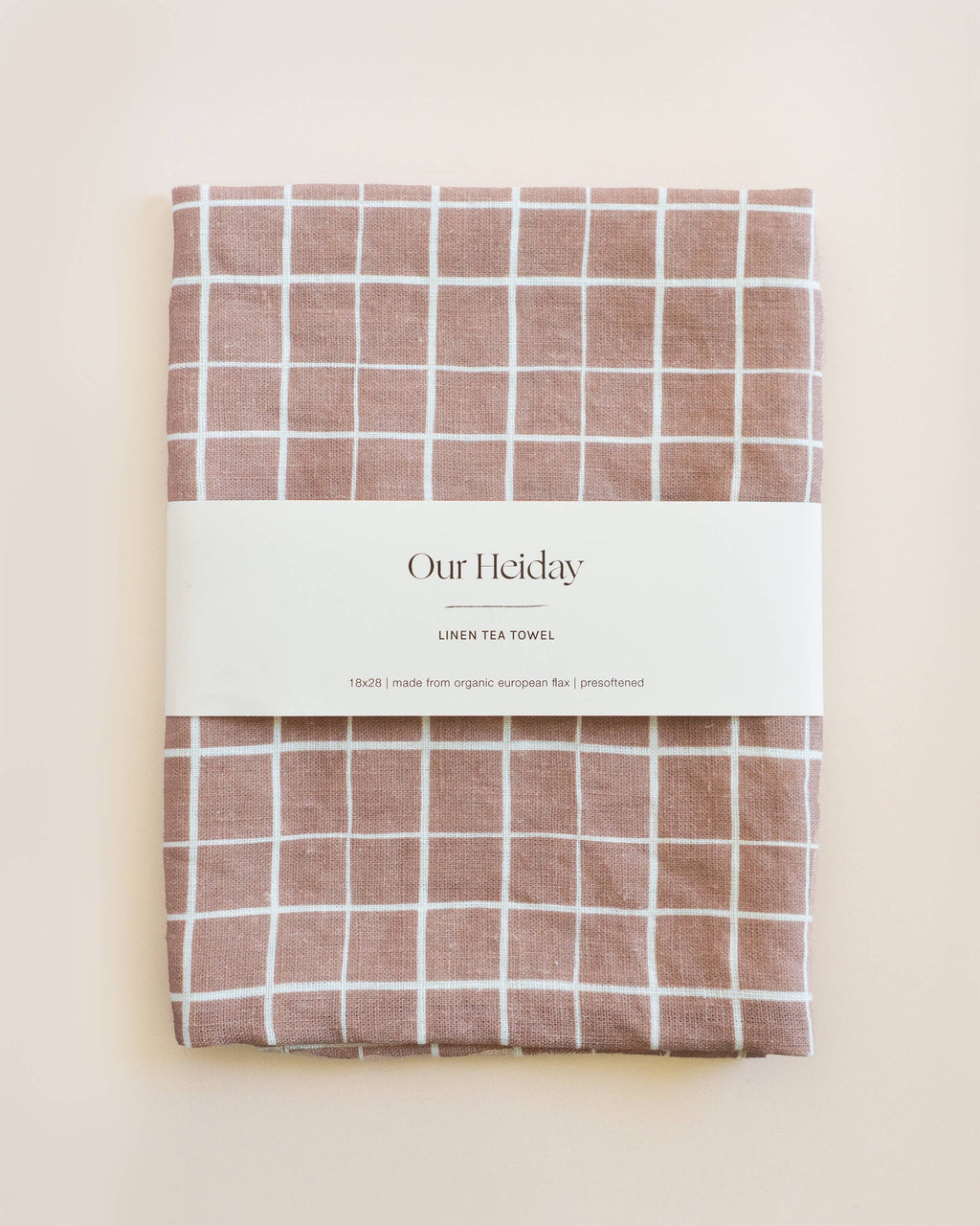 Mocha Grid Organic Linen Tea Towel
