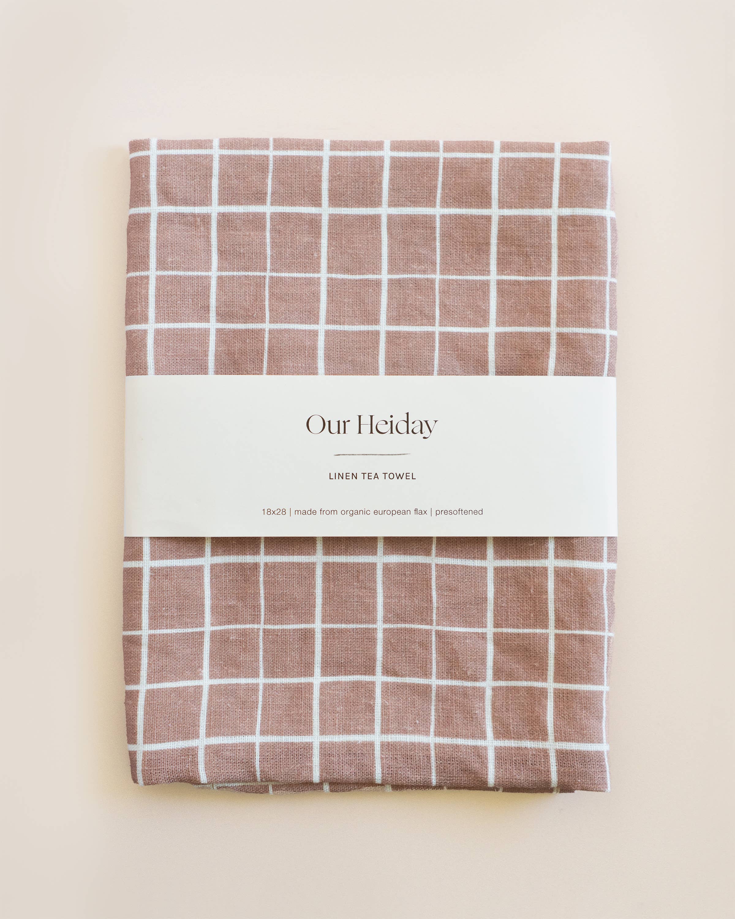 Mocha Grid Organic Linen Tea Towel