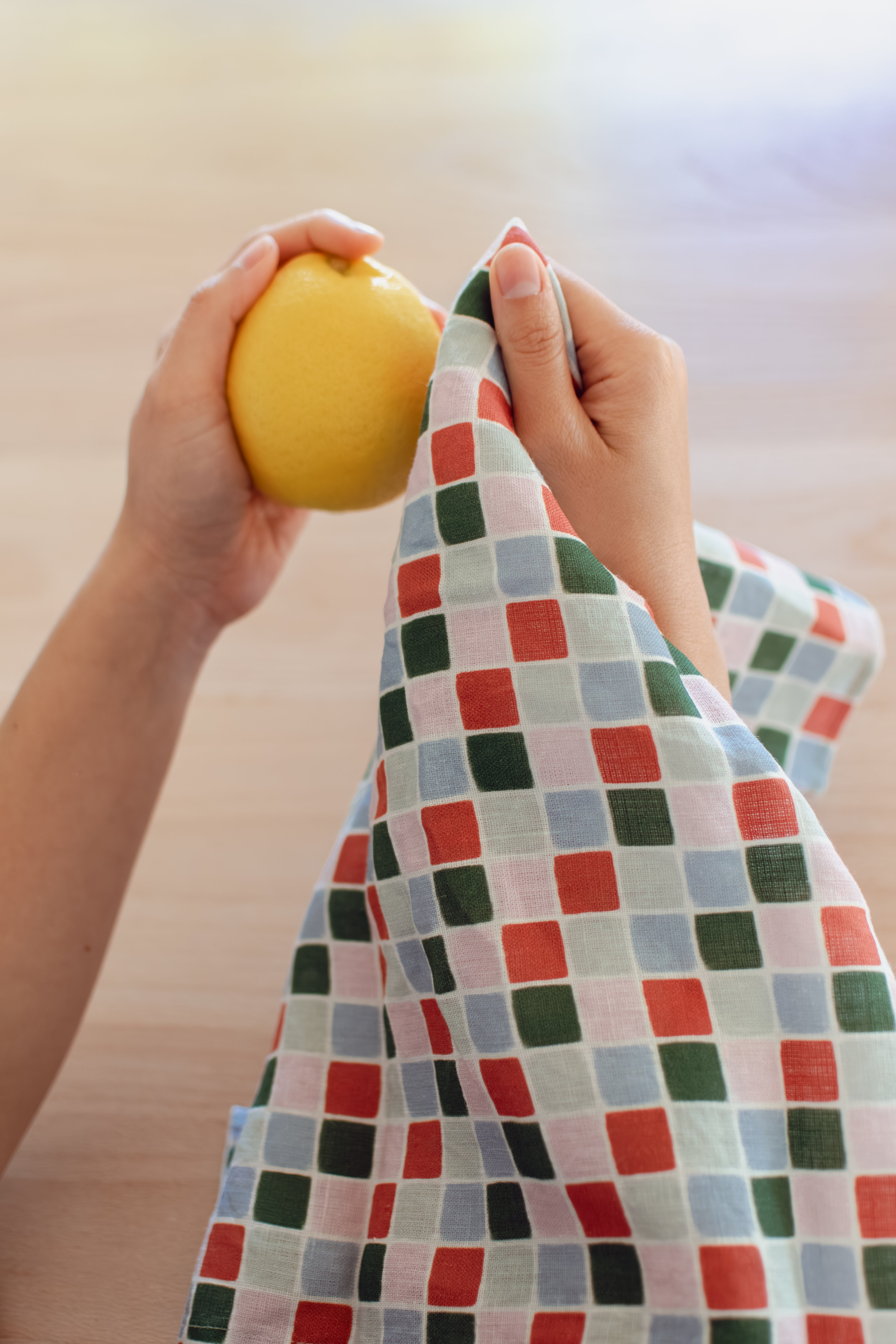 Festive Tile Organic Linen Tea Towel