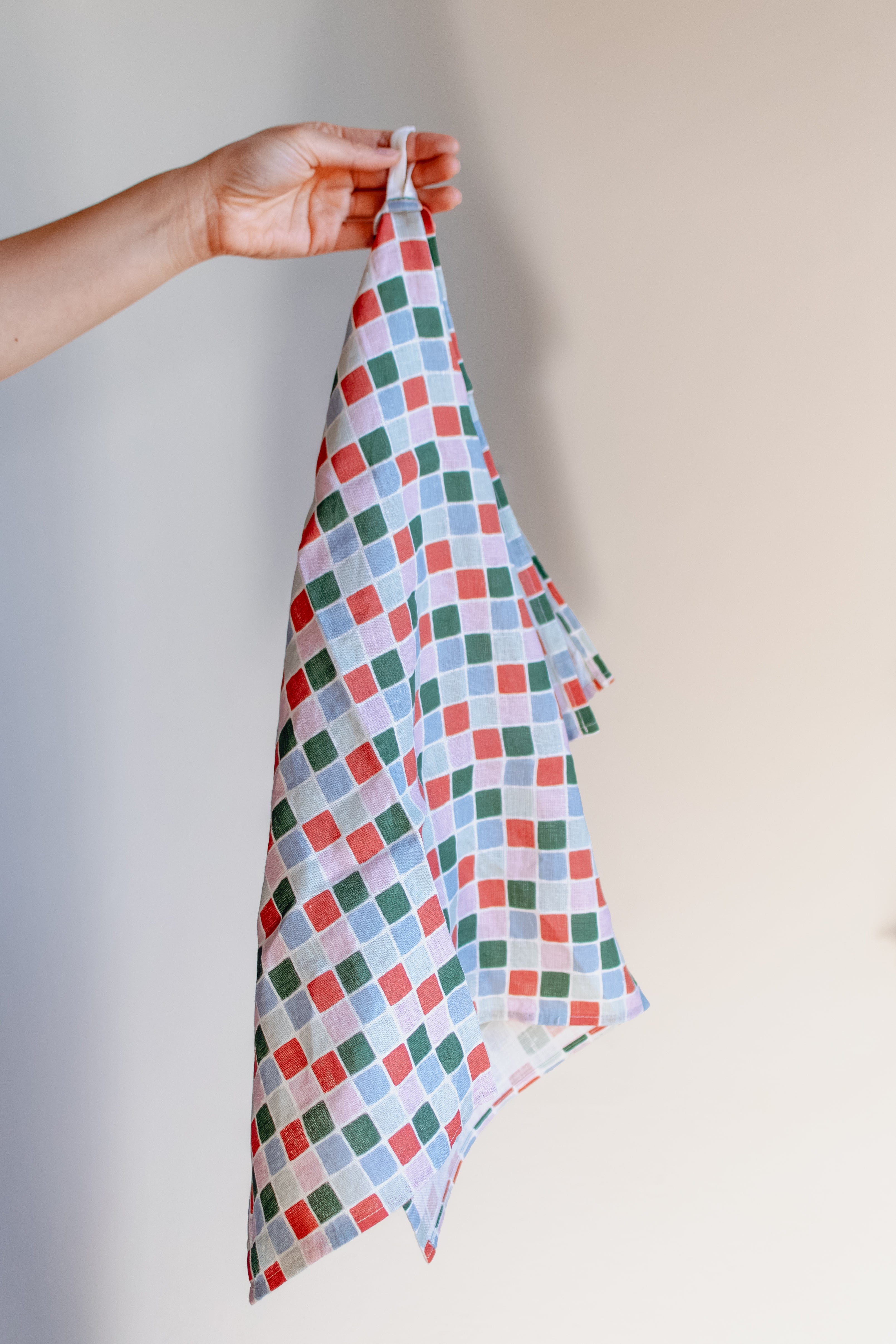 Festive Tile Organic Linen Tea Towel