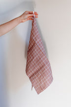 Mocha Grid Organic Linen Tea Towel