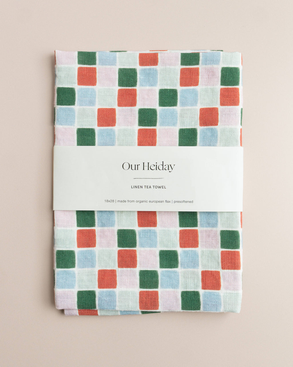 Festive Tile Organic Linen Tea Towel