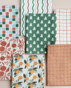 Festive Tile Organic Linen Tea Towel